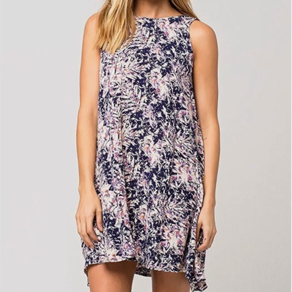Roxy Juniors L Multicolor “Americano Blue”  Floral Dress / Swimsuit cover up.